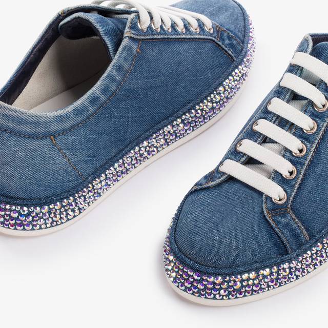 Le Silla Sneaker denim blu con Cristalli Italia