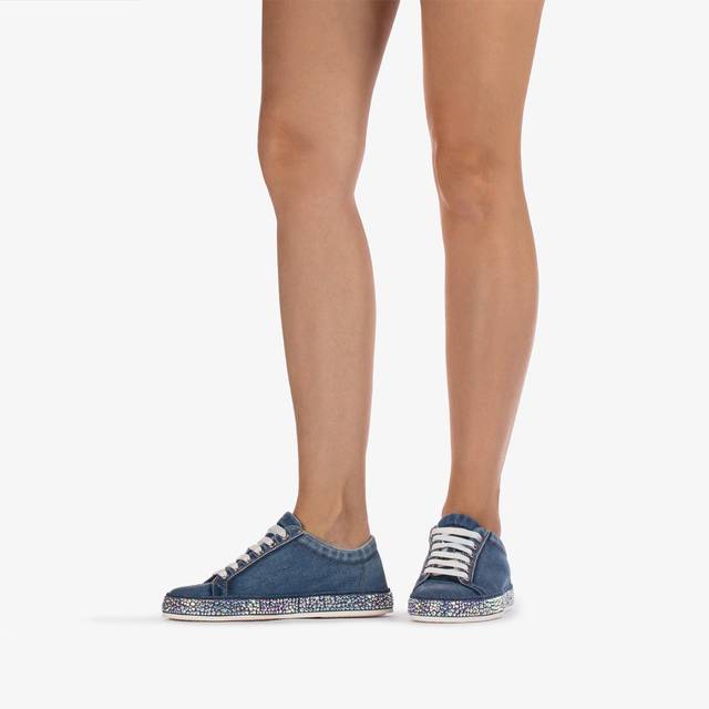 Le Silla Sneaker denim blu con Cristalli Italia