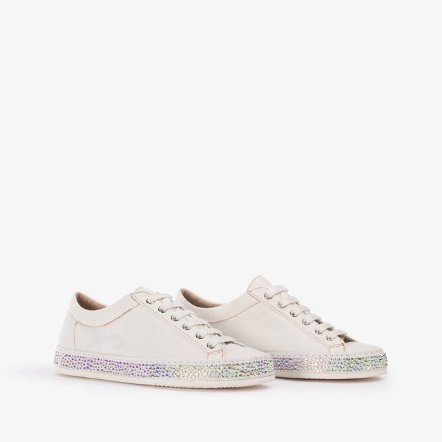 Le Silla Sneaker denim bianca carta con Cristalli In Linea