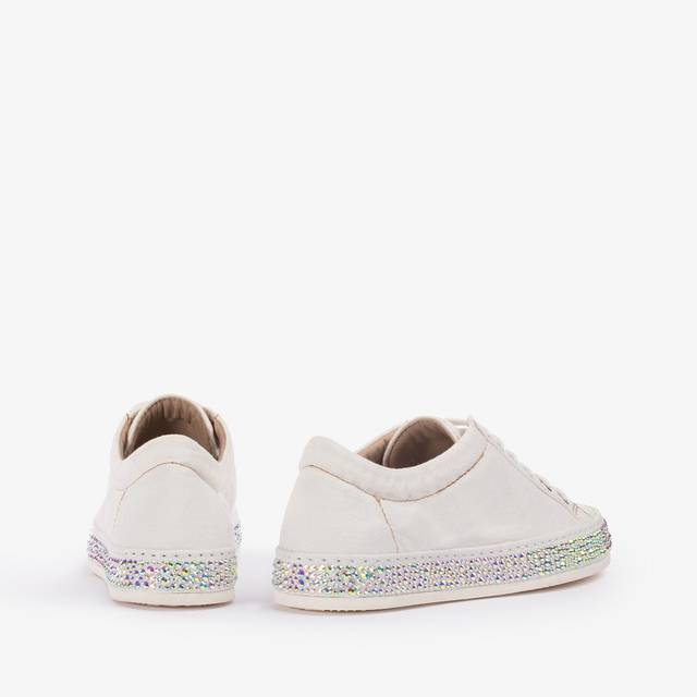 Le Silla Sneaker denim bianca carta con Cristalli In Linea