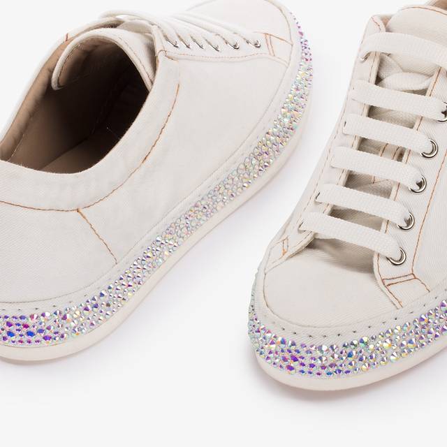 Le Silla Sneaker denim bianca carta con Cristalli In Linea