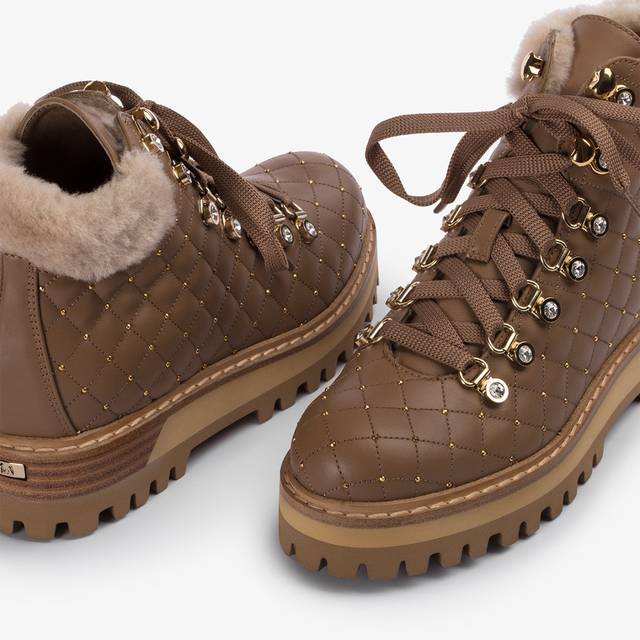 Le Silla Stivaletto trekking pelle marrone ginger con fodera montone Nuovo