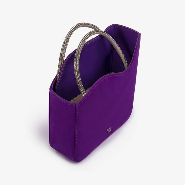 Le Silla Small bag camoscio viola queen e Cristalli Vendita