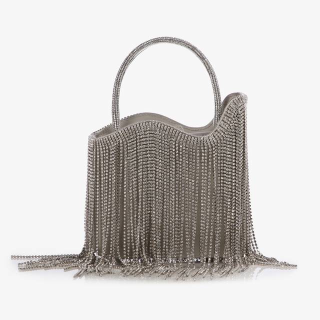 Le Silla Mini bag raso argento con frange argento Acquista Ora