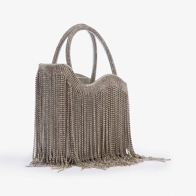 Le Silla Mini bag raso argento con frange argento Acquista Ora
