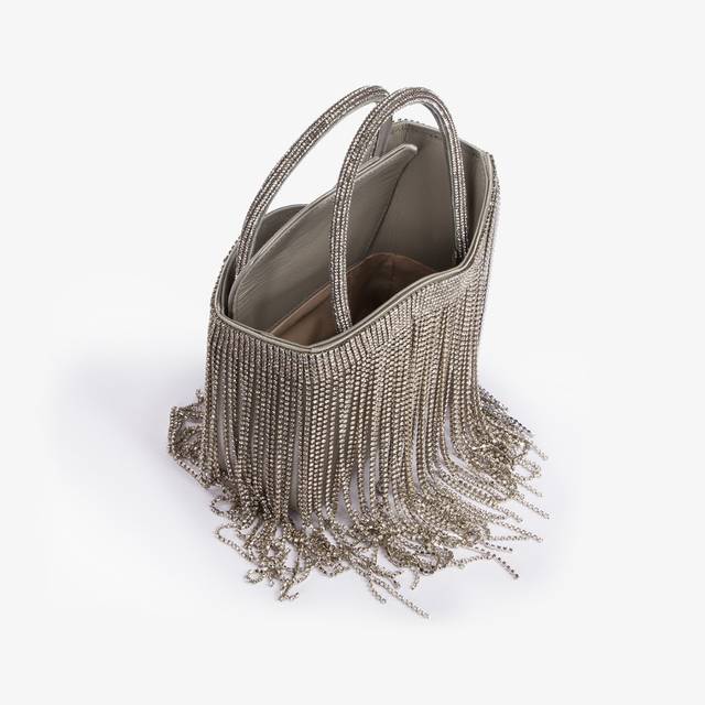 Le Silla Mini bag raso argento con frange argento Acquista Ora