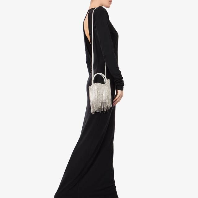 Le Silla Mini bag raso argento con frange argento Acquista Ora
