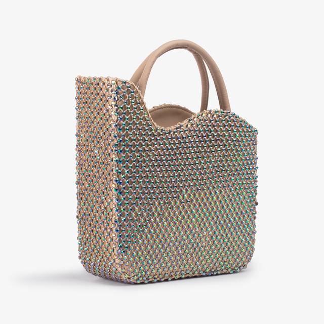 Le Silla Small bag raso oro con Cristalli iridescenti Consegna Veloce