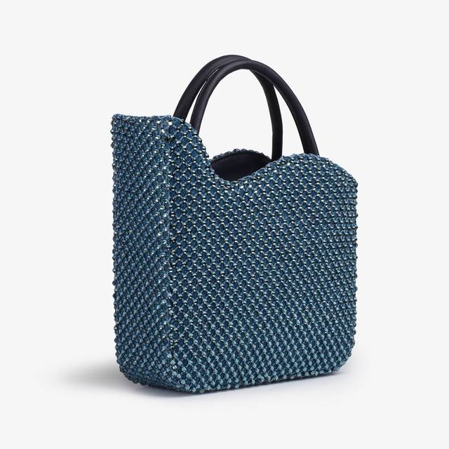 Le Silla Small bag raso blu denim con Cristalli Fino Al -60%