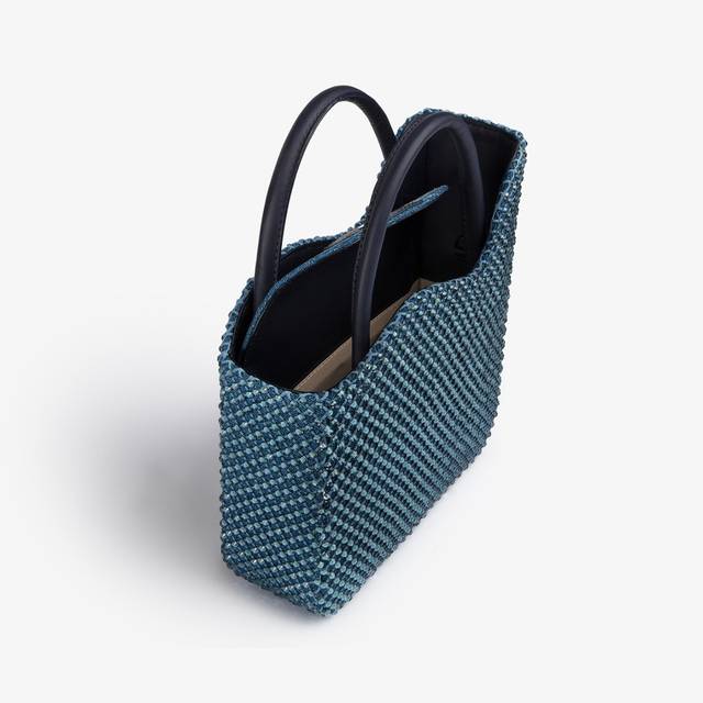 Le Silla Small bag raso blu denim con Cristalli Fino Al -60%