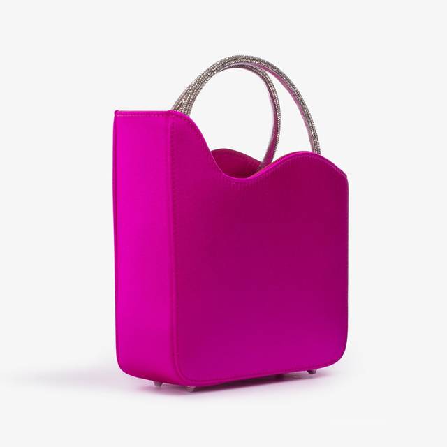 Le Silla Small bag raso fucsia bouganville e Cristalli Prezzo Ridotto