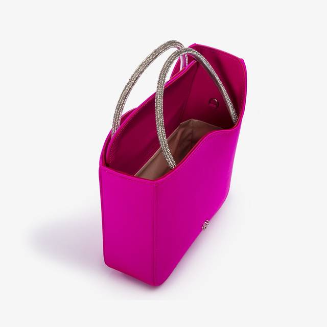 Le Silla Small bag raso fucsia bouganville e Cristalli Prezzo Ridotto
