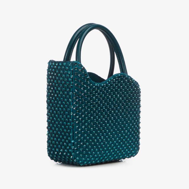 Le Silla Mini bag raso e Cristalli verde rasputin Novità