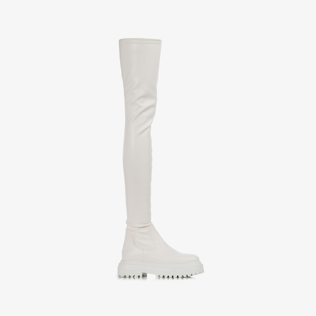 Le Silla Stivale sopra il ginocchio pelle vegan stretch bianco Saldi