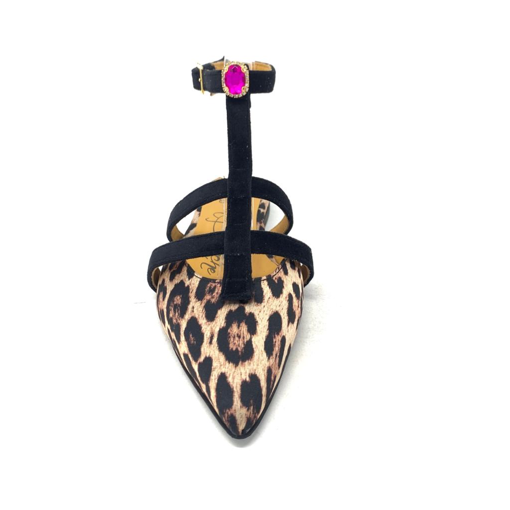 Passion Blanche Bibì raso maculato e velluto nero + pietra fucsia Nuova