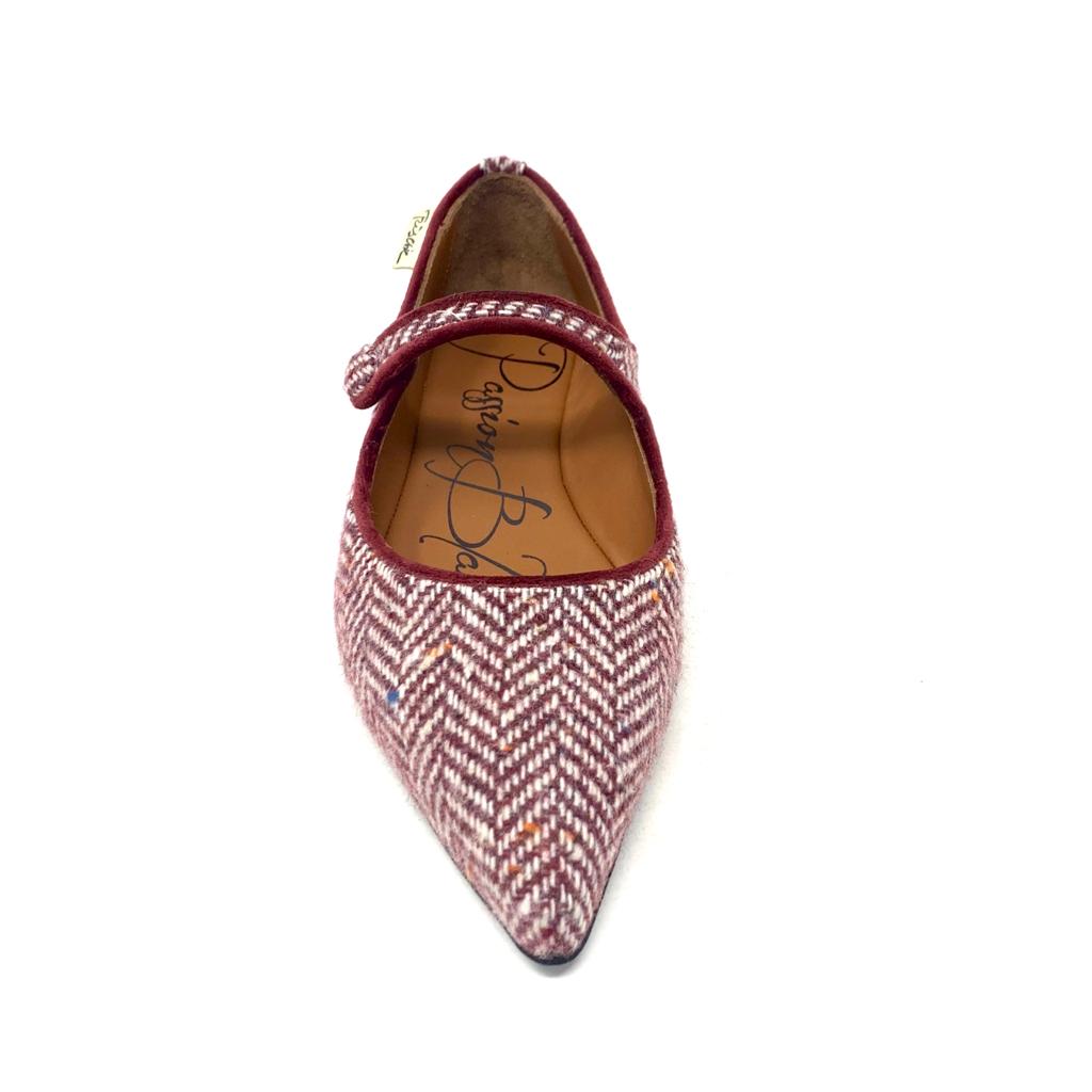 Passion Blanche Sophia Tweed in Lana Bianca-Bordeaux Acquista Ora