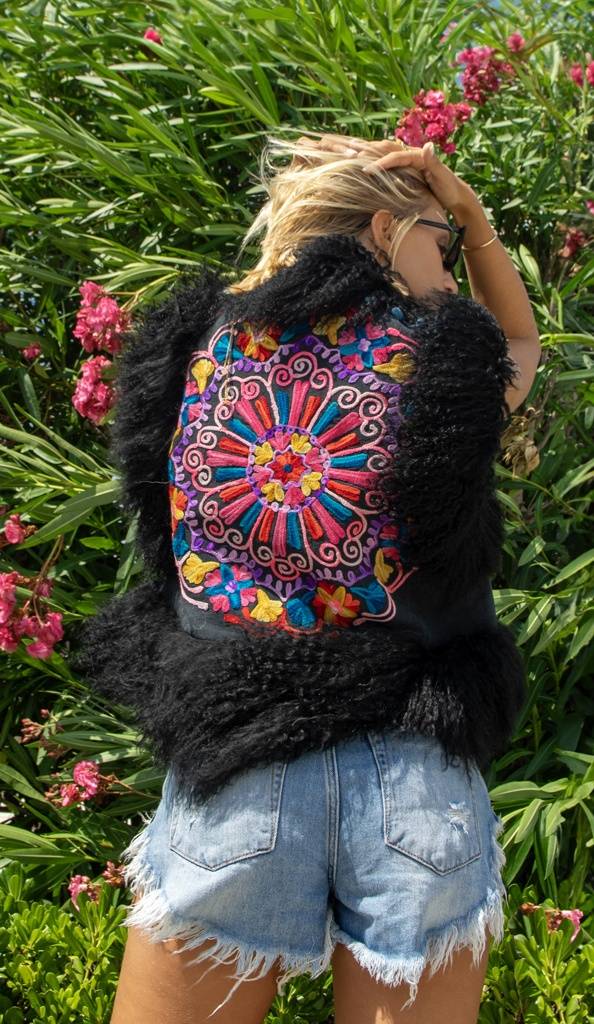 Passion Blanche GILET INDIA MONGOLIA NERA Affare Del Giorno