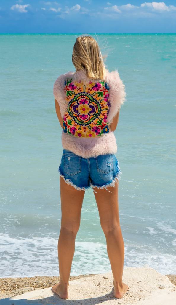 Passion Blanche GILET INDIA MONGOLIA ROSA Prezzo Ridotto