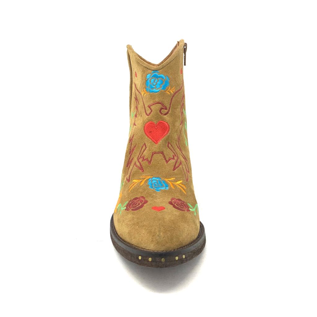 Passion Blanche Texano Scamosciato Cammello + Ricamo Aquila Vendita Economica