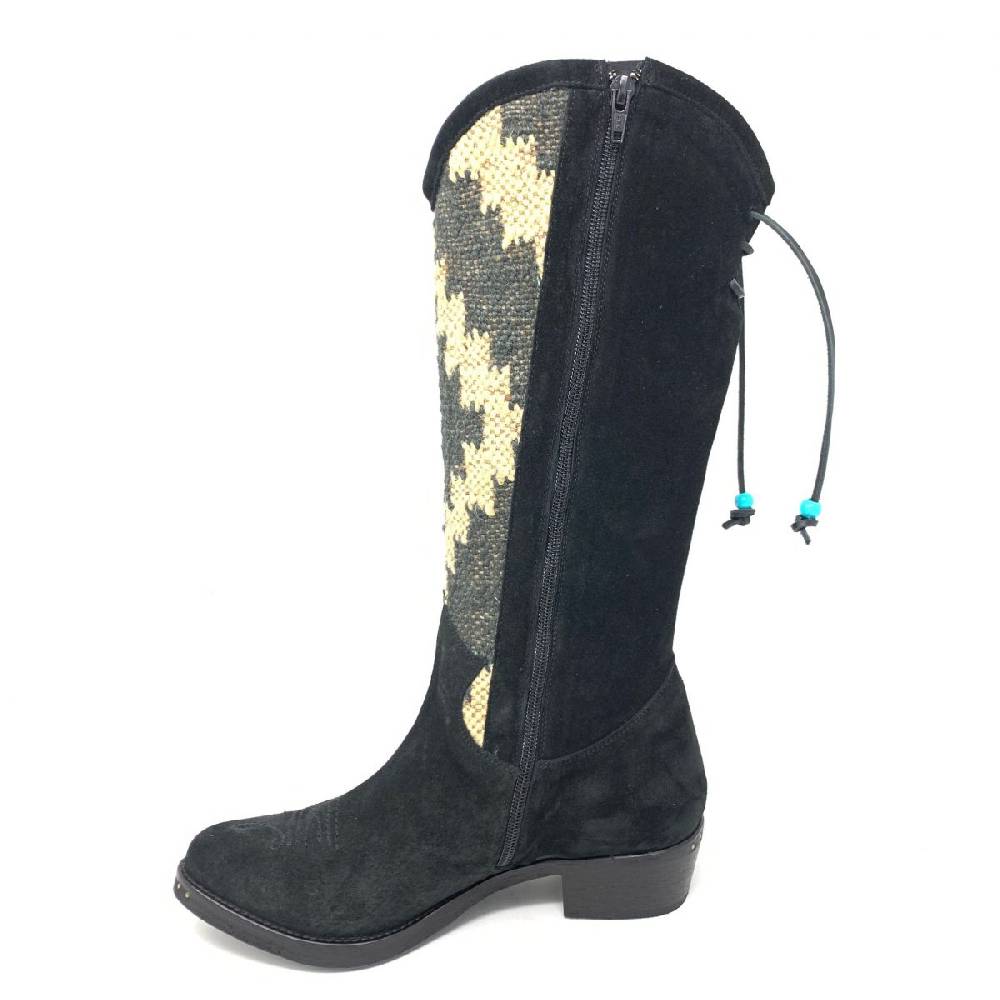 Passion Blanche Texano crosta nera e kilim Suola cuoio Nuova