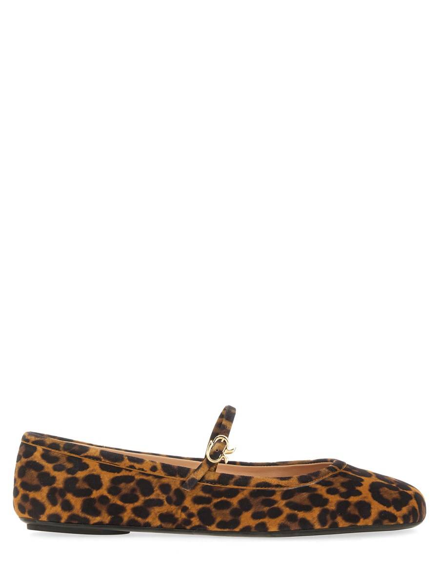 GIANVITO ROSSI BALLERINA CARLA IN SUEDE STAMPA LEOPARD Pezzi Unici