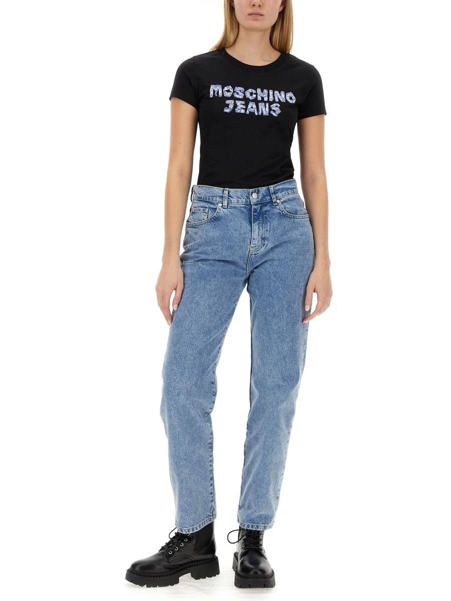 MOSCHINO JEANS PANTALONE BOYFRIEND IN DENIM RICICLATO Spedizione Gratuita