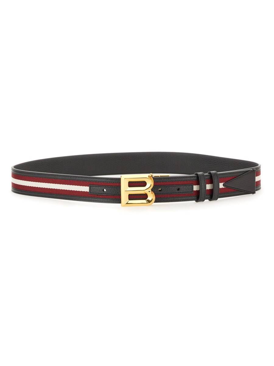 BALLY CINTURA "B BOLD" IN TESSUTO E PELLE