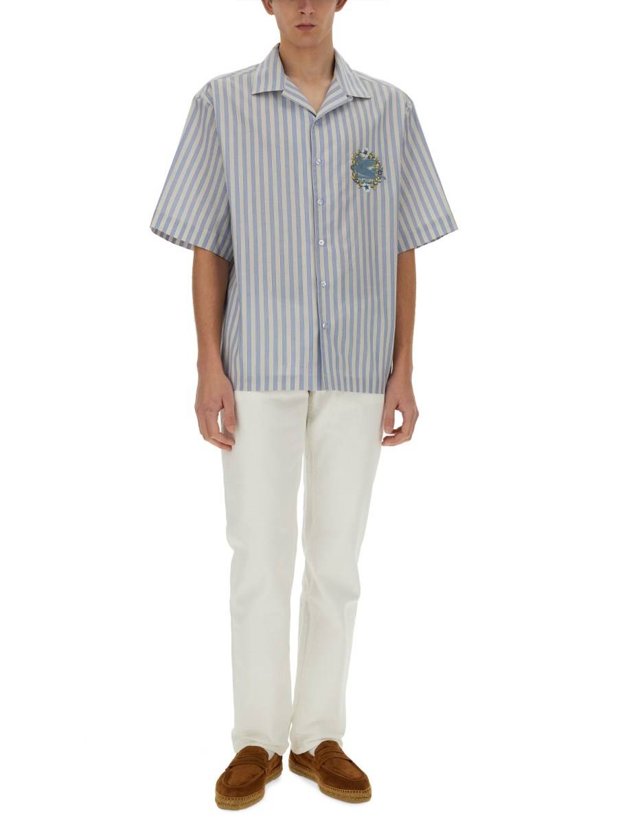 ETRO CAMICIA BOWLING A RIGHE CON LOGO RCAMATO 50% di sconto per tempo limitato