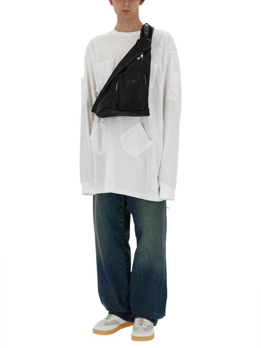 MM6 MAISON MARGIELA T-SHIRT IN JERSEY DI COTONE CON STAMPA LOGO Saldi Di Fabbrica