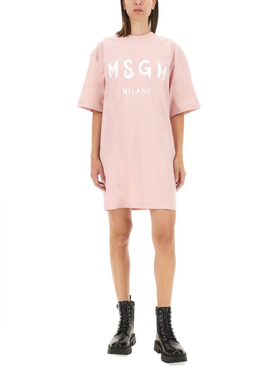 MSGM ABITO IN JERSEY DI COTONE CON LOGO Trasporto libero internazionale