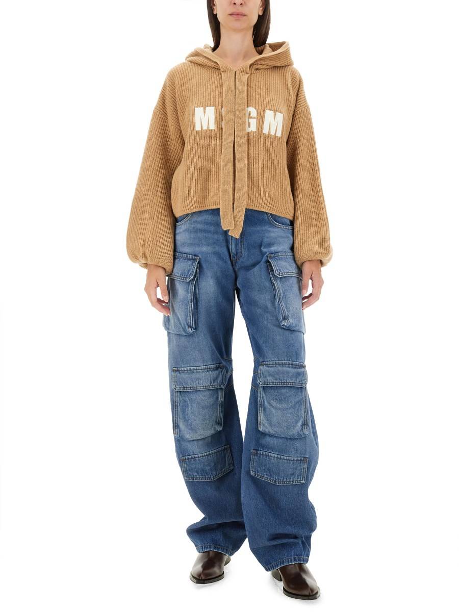 MSGM FELPA IN MAGLIA DI LANA CON LOGO Limitato a 3 giorni