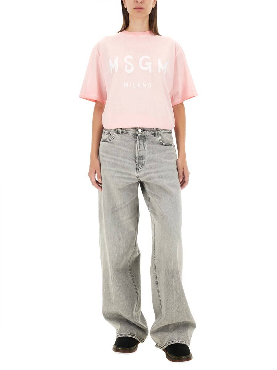 MSGM T-SHIRT IN JERSEY DI COTONE CON STAMPA LOGO Esporta salva