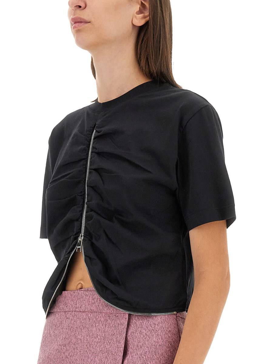 MSGM T-SHIRT IN JERSEY DI COTONE CON ZIP Smaltimento dello stoccaggio