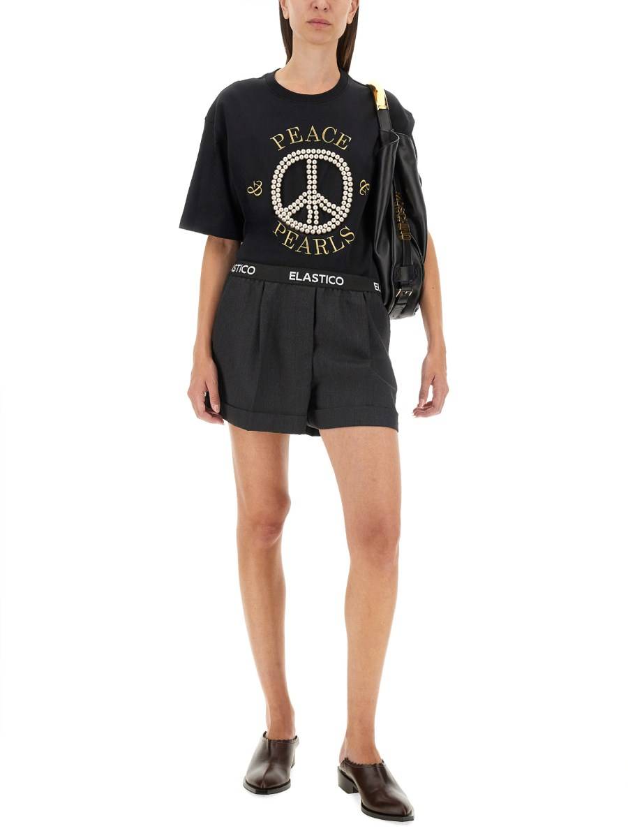 MOSCHINO T-SHIRT IN JERSEY DI COTONE CON LOGO Lightning offer