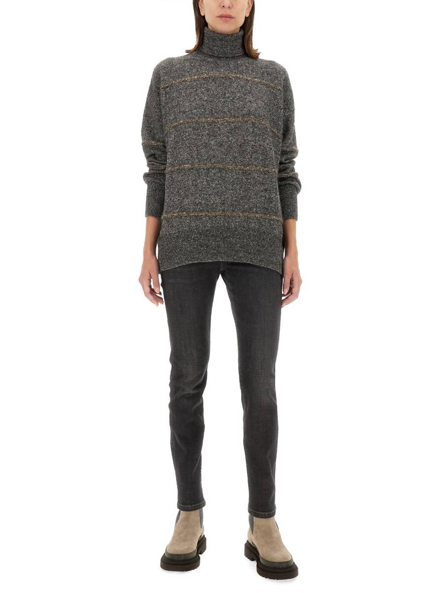 BRUNELLO CUCINELLI MAGLIA CON COLLO ALTO IN ALPACA Offerte esclusive