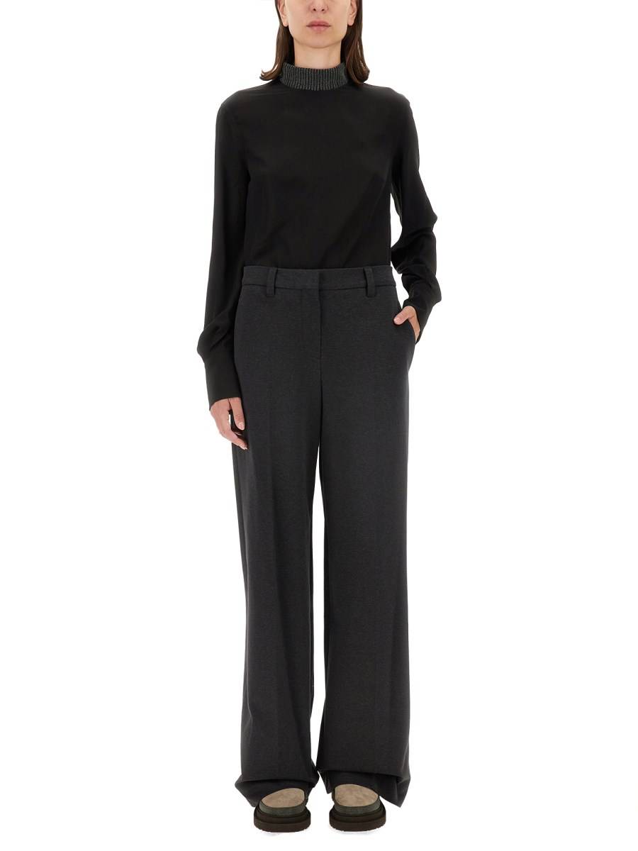 BRUNELLO CUCINELLI BLUSA IN CREPE DE CHINE DI SETA CON MONILE Bestseller