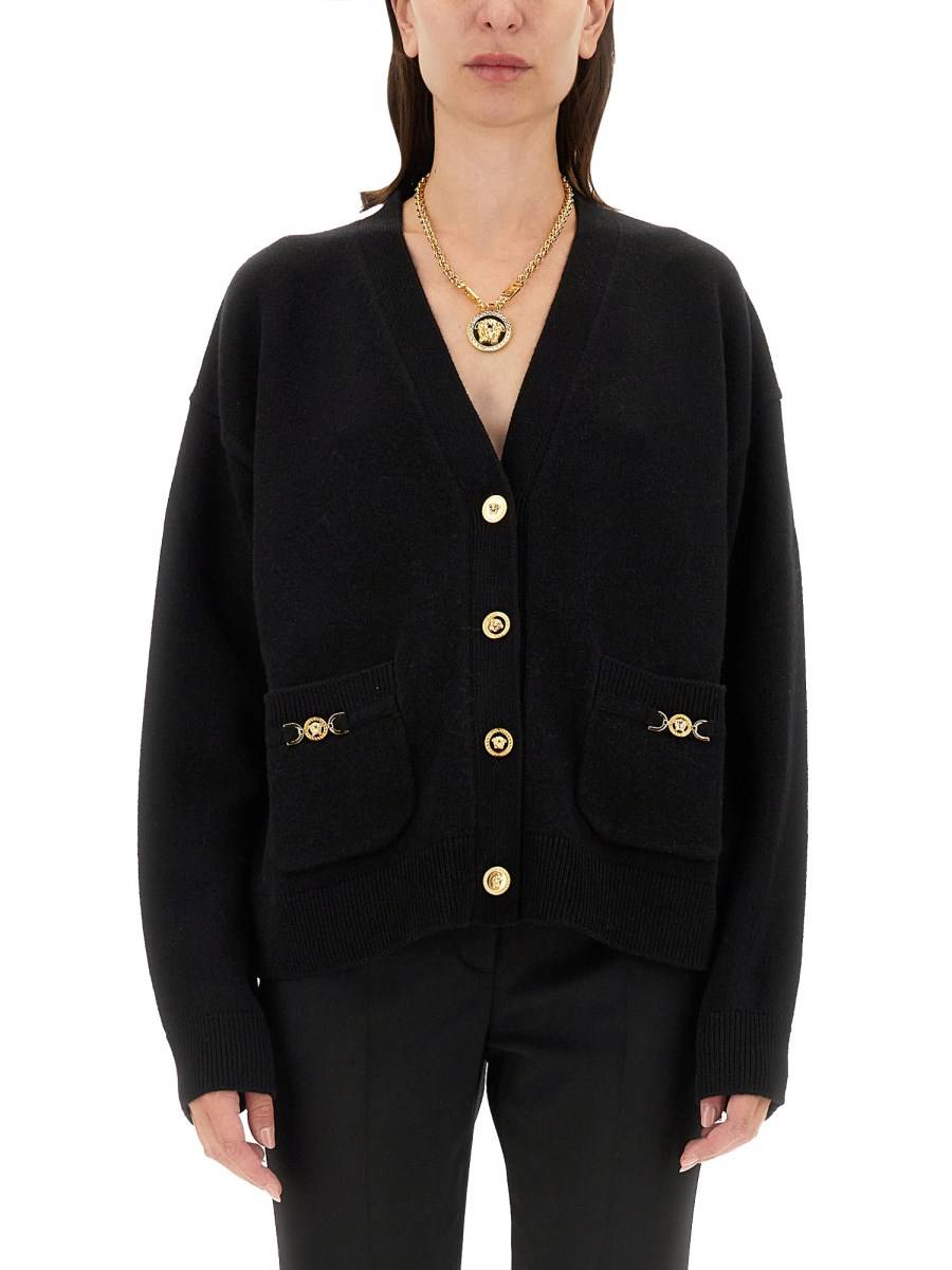VERSACE CARDIGAN BOXY IN MAGLIA MISTO CASHMERE Ultimi tre giorni