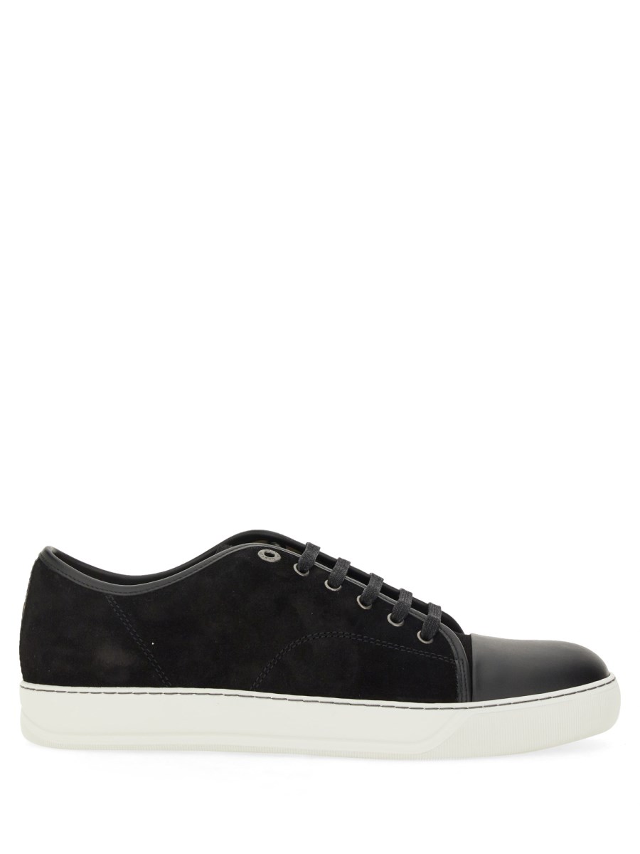LANVIN SNEAKER IN SUEDE CON CAP TOE IN PELLE LUCIDA Pezzi Unici