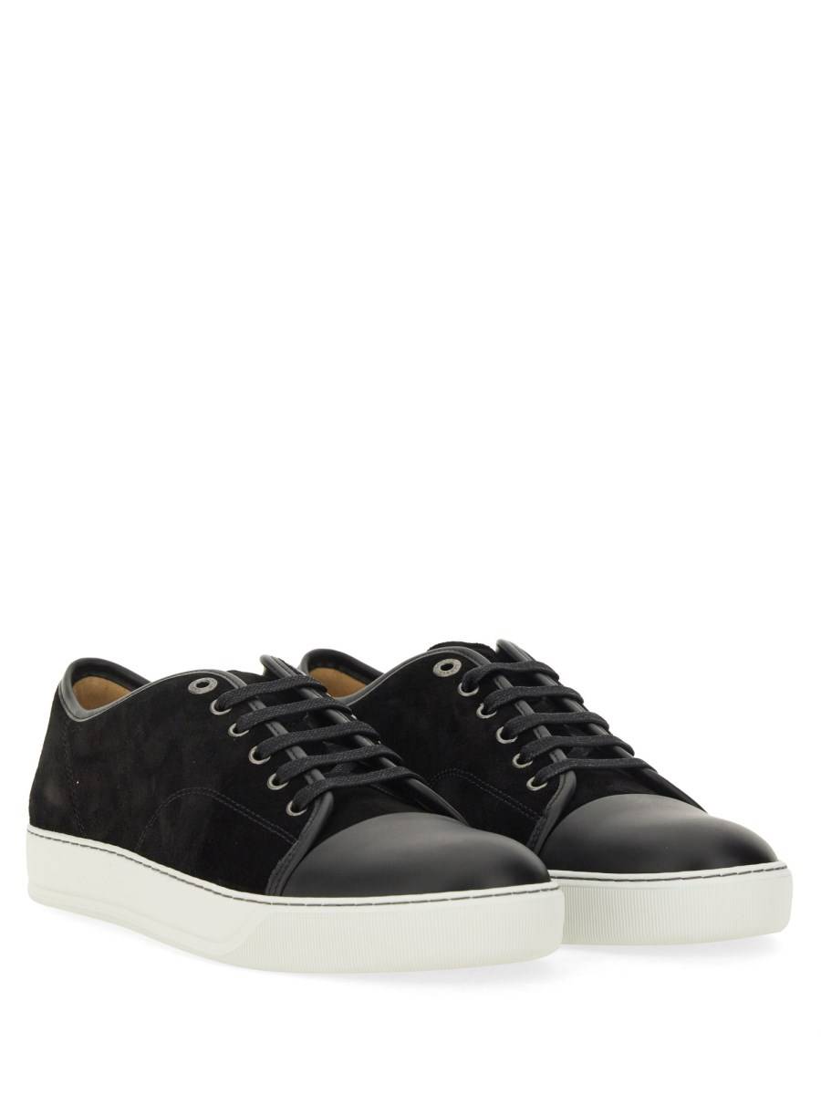 LANVIN SNEAKER IN SUEDE CON CAP TOE IN PELLE LUCIDA Pezzi Unici