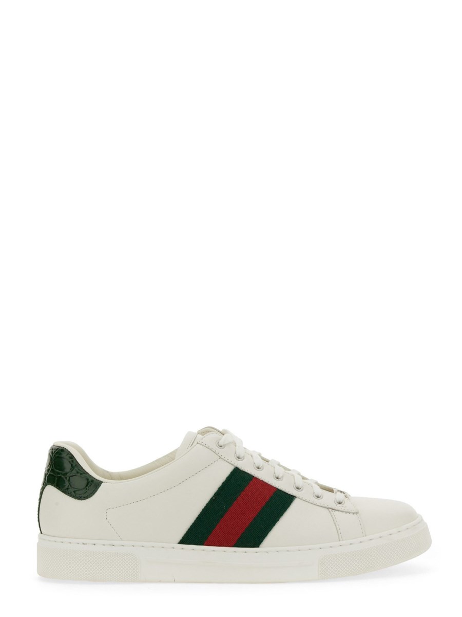 GUCCI SNEAKER "ACE" IN PELLE CON DETTAGLIO WEB Limitato a 3 giorni