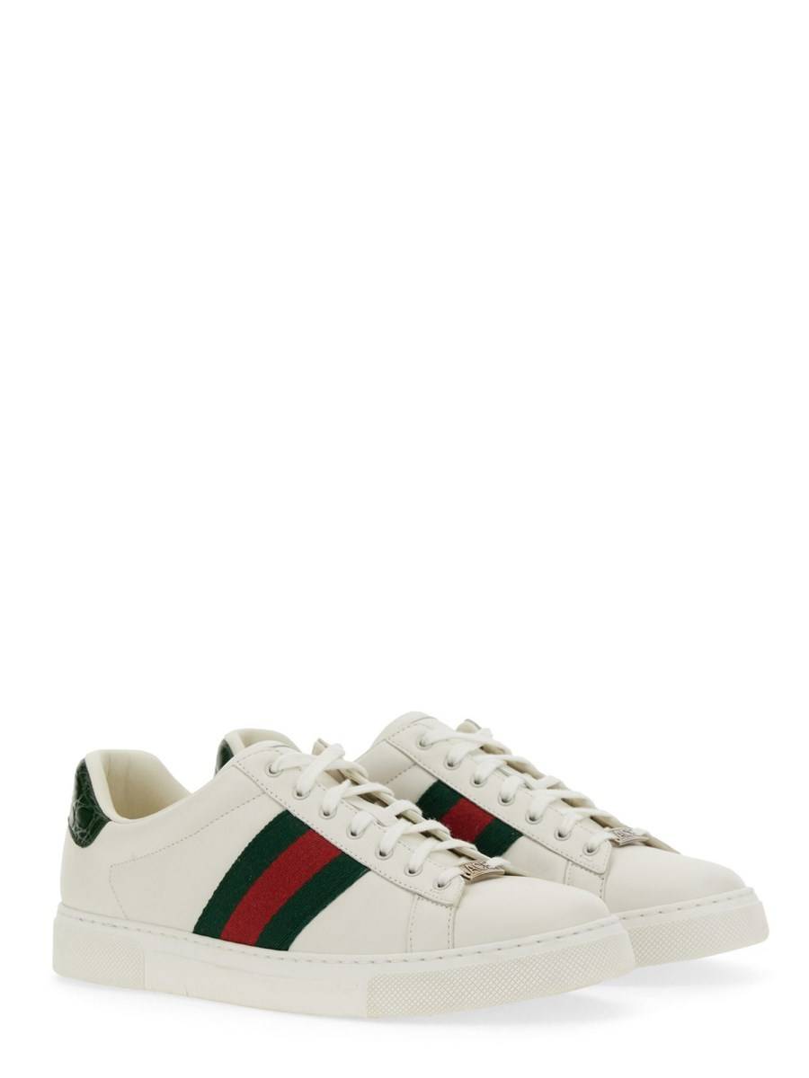 GUCCI SNEAKER "ACE" IN PELLE CON DETTAGLIO WEB Limitato a 3 giorni