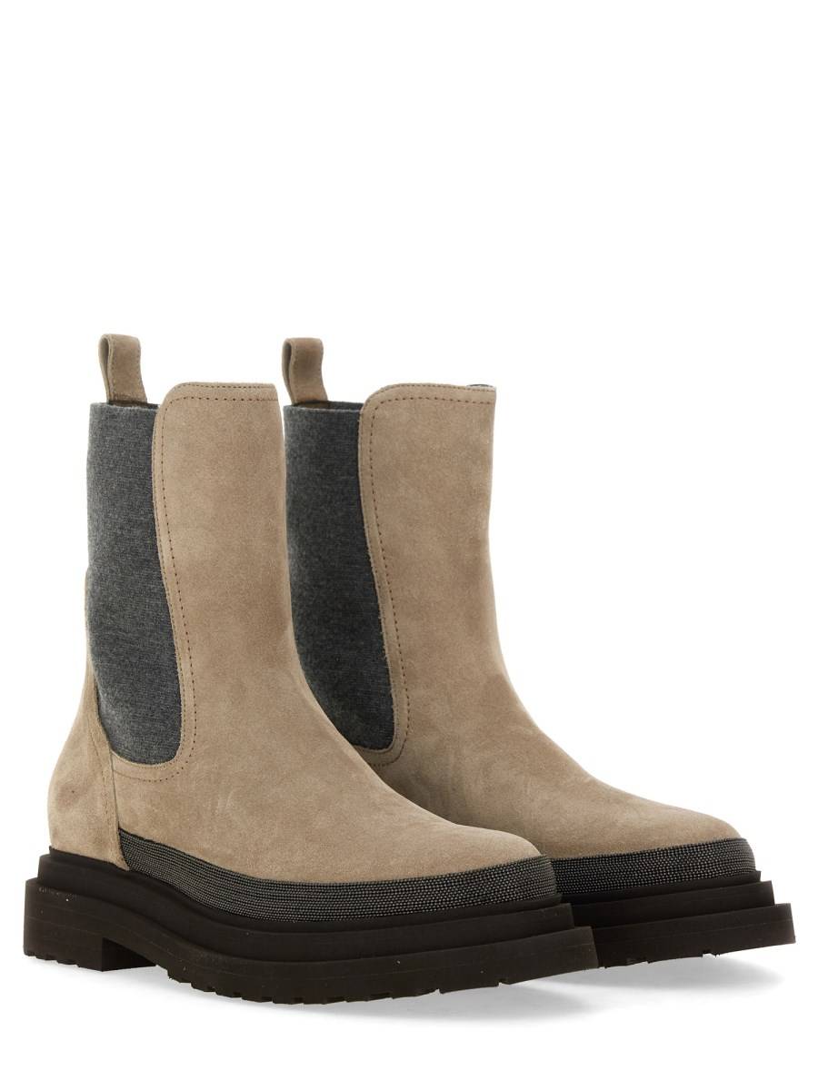 BRUNELLO CUCINELLI STIVALE CHELSEA IN CAMOSCIO CON PRECIOUS CONTOUR Fino al 60% di sconto