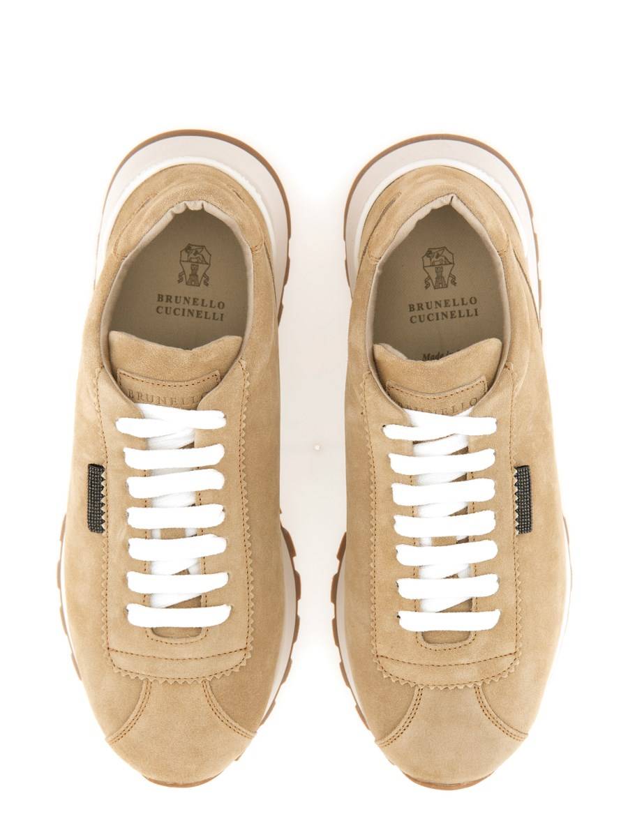 BRUNELLO CUCINELLI SNEAKER IN CAMOSCIO CON SHINY TAB Fino al 65% di sconto
