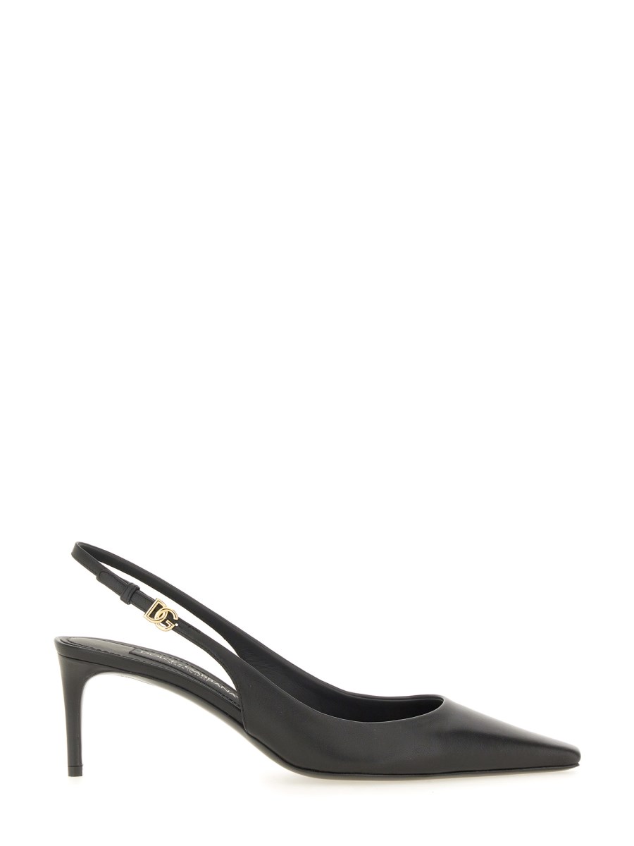 DOLCE & GABBANA SLINGBACK IN PELLE CON LOGO 50% di sconto con spedizione gratuita