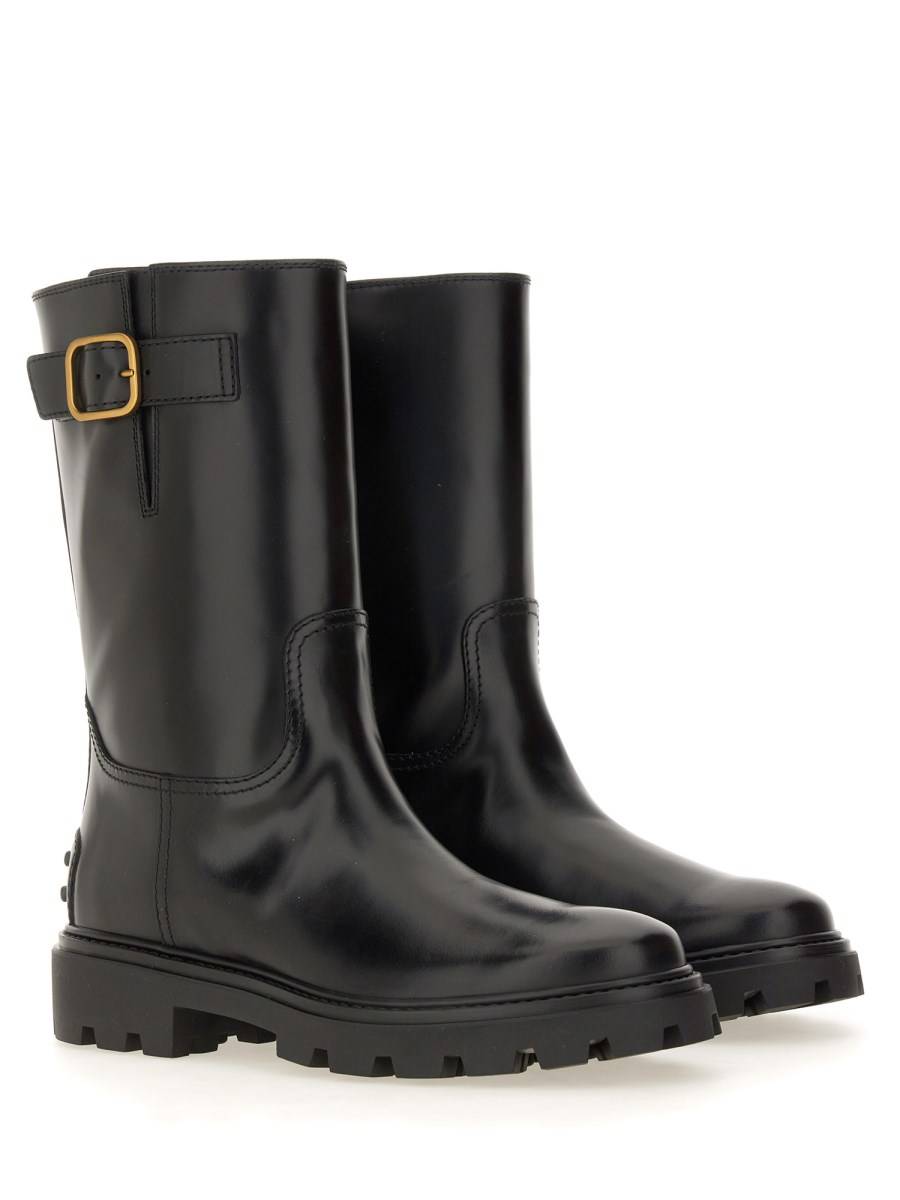 TOD&#39;S STIVALE BIKER IN PELLE Qualità Garantita