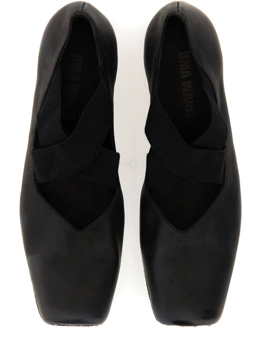 UMA WANG BALLERINA IN PELLE CON FASCE ELASTICHE In Saldo