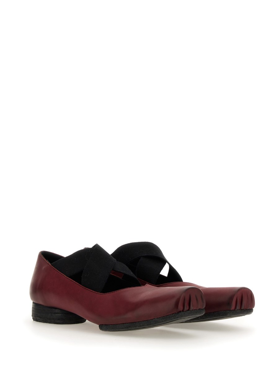 UMA WANG BALLERINA IN PELLE CON FASCE ELASTICHE Nuova