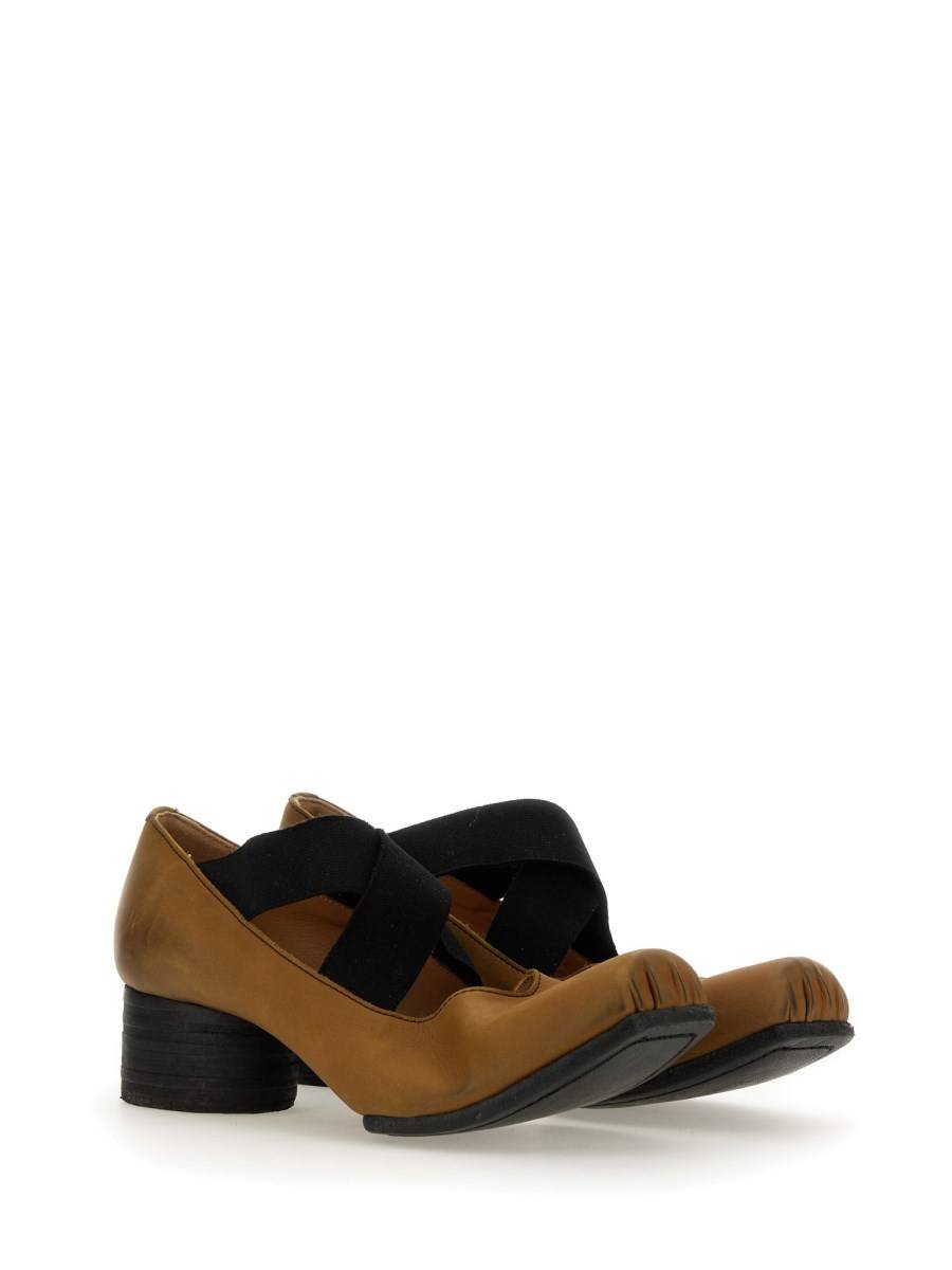UMA WANG BALLERINA IN PELLE CON FASCIA ELASTICA E PUNTA IN GOMMA Moda