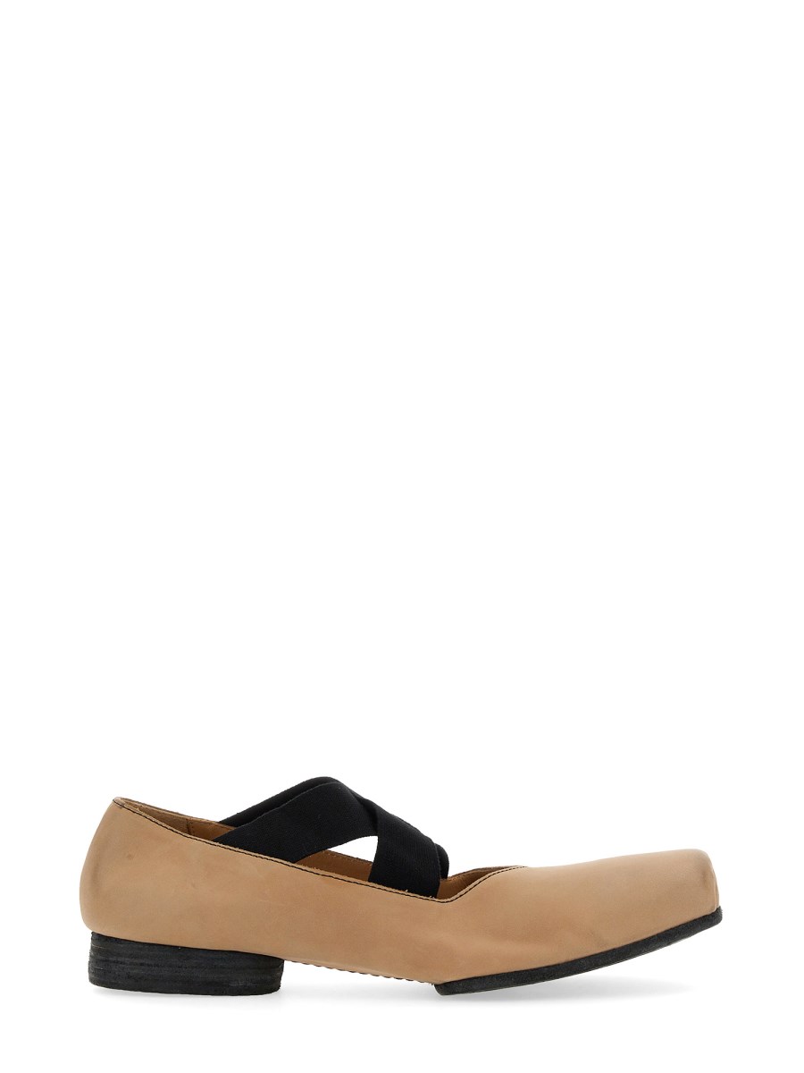 UMA WANG BALLERINA IN PELLE CON FASCE ELASTICHE