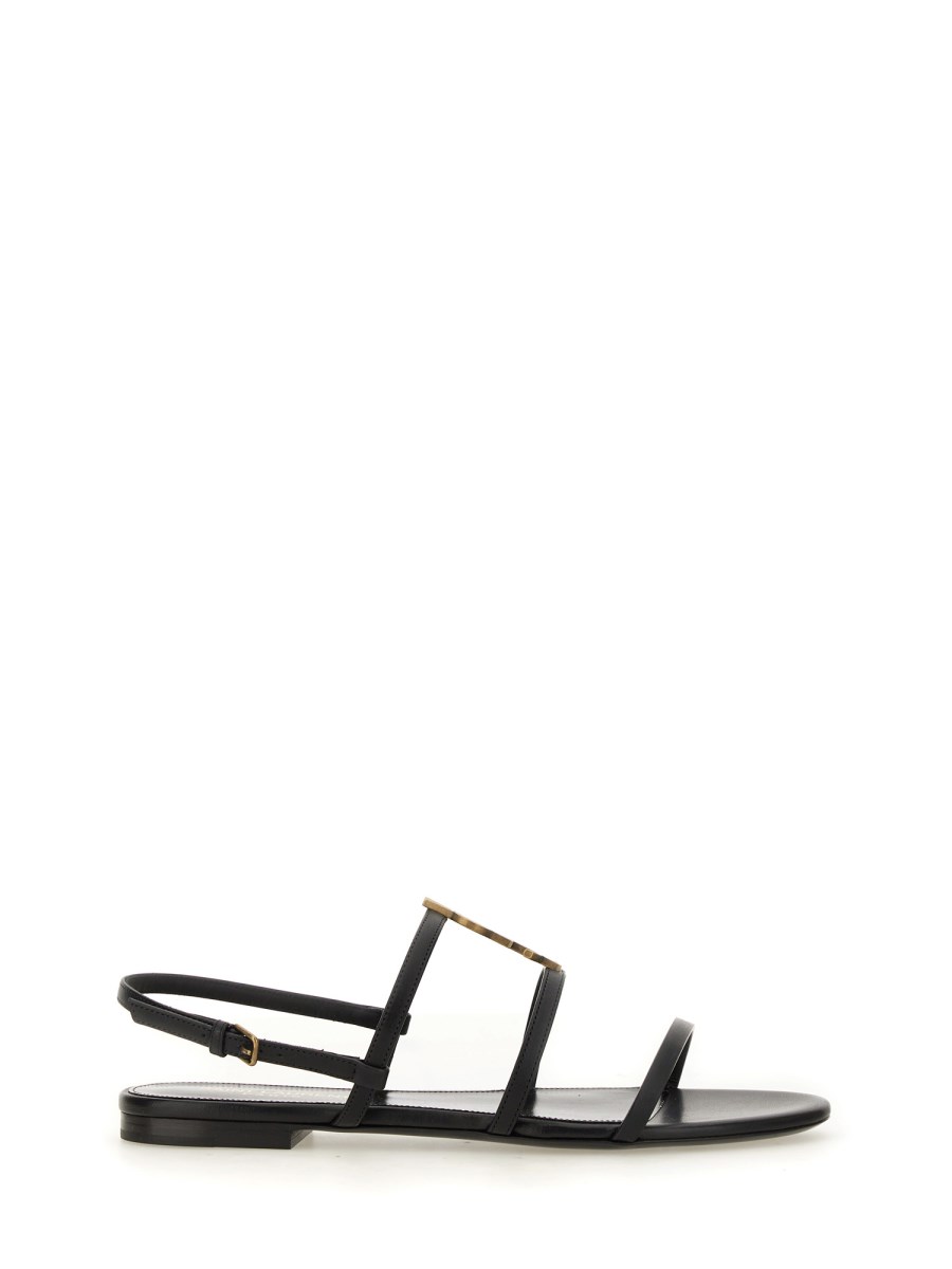 SAINT LAURENT SANDALI FLAT CASSANDRA IN PELLE Moda